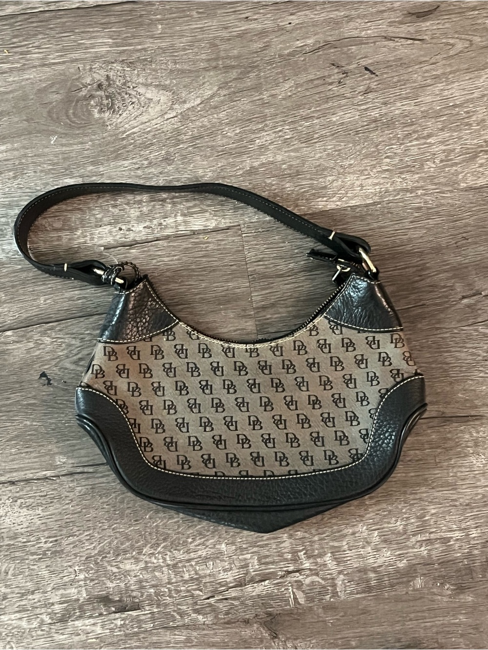 Dooney & Bourke Black and Brown Monogram Shoulder Bag